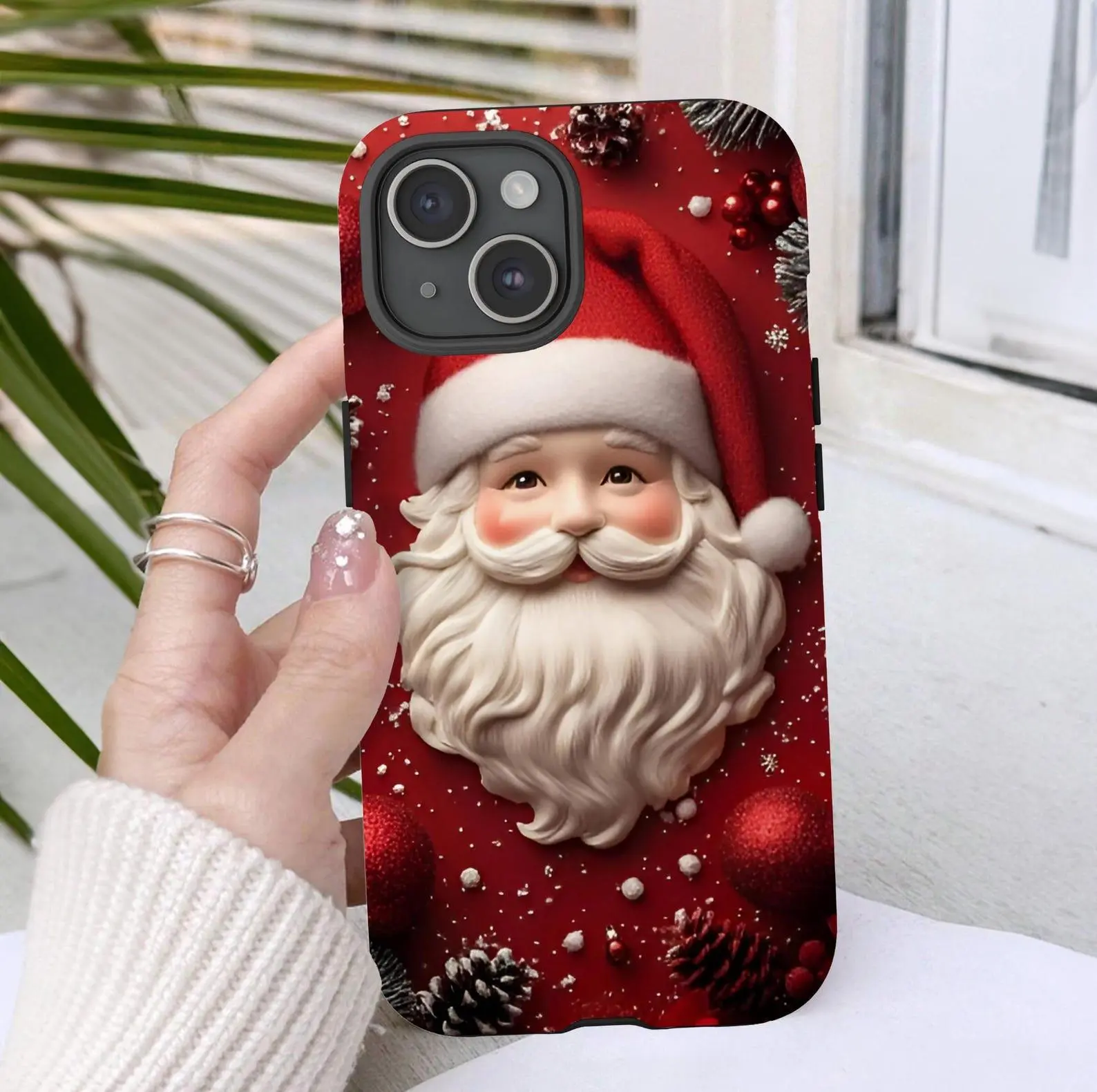 Vibrant Red Santa Claus Design Phone Case