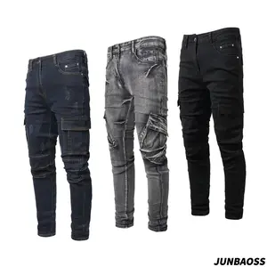 JUNBAOSS Men's Multi(1,3) Pack Slim Fit Stretch jeans Distressed Straight Leg Cargo Skinny Denim Pants for Casual Streetwear Comfort Flex Waist Classic 5-Pocket Stylish Jeans
