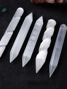 Natural Transparent Gypsum Stick, Decorative Cat Eye Stone, Crystal Massage Tool, Home Facial Relaxation, Unmounted, Artificial Crystal Material
