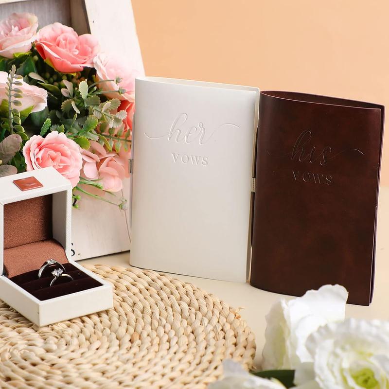 2 count Wedding Vow Books His and Hers Vow Books Vow Notebook for Wedding Vows Journal Wedding Day Officiant Book 5.9 x 3.9 Inch, Bridal Shower Gifts, Wedding Keepsake, 50 Pages/Pcs (White, Coffee)