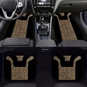 4pcs Leopard Print Car Mats, Creative Pattern Floor Mat Set, Universal Car Interior Dustproof Foot Pads, Suitable for All Vehicles, Car Accessory