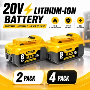 20V 8.0Ah Lithium-Ion Replacement Battery 2-Pack Compatible with DEWALT 20V Tools, Fits DCB200 DCB205 DCB206, Non-OEM Battery Pack, V-0 Flame-Retardant Housing（High-power power tools such as circular saws and impact drills can all be used）