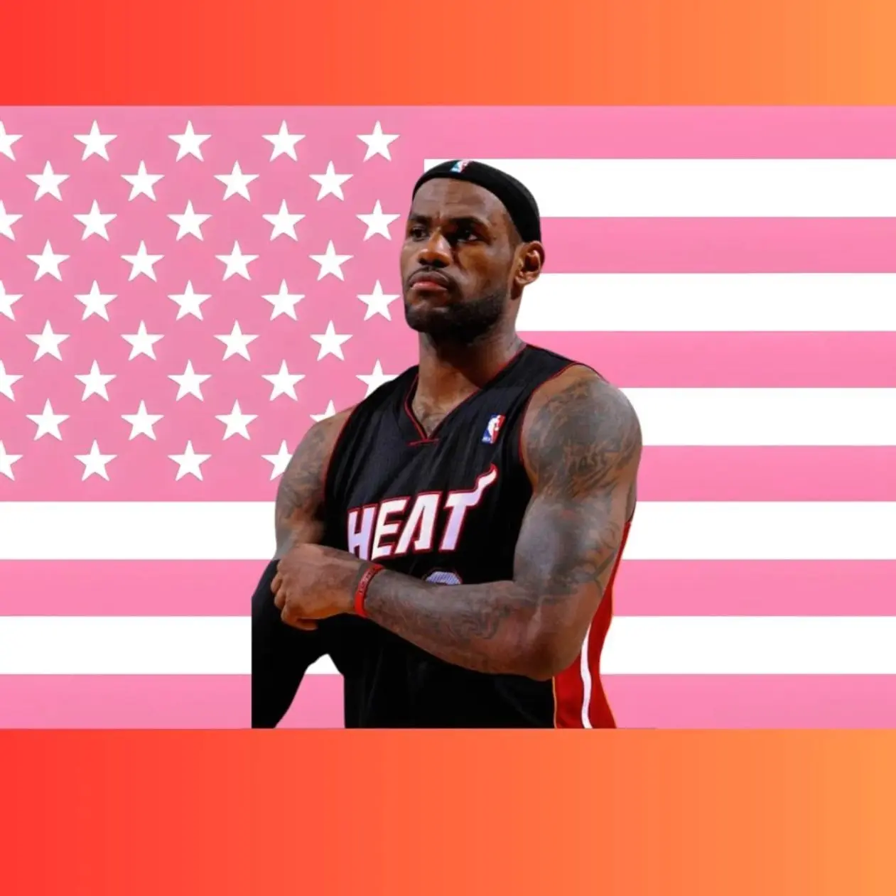 LeBron James Pink American Flag Tapestry | Miami Heat Fan Wall Art | NBA Legend Flag | Basketball Dorm Decor | LBJ Fan Gift