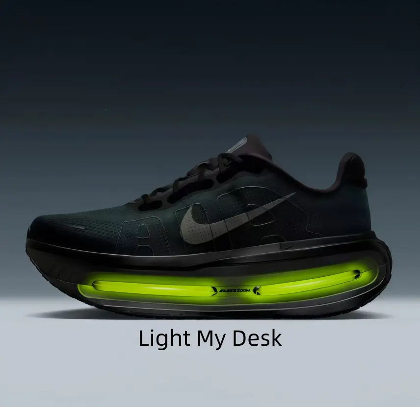 Dark Running Shoes with Neon Green Visible Air Cushion & Breathable Mesh Upper – Ideal for Daily Walks or Gym Sessions