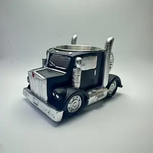 Truck Head-Shaped Car Coffee Mug 14oz Unique Resin & 304 Stainless Steel Lining Reusable Tumbler Ideal for Road Trips & Daily Commutes Gifts for Men Halloween Christmas Back-to-School Season Cup Collection Drinkware Portable & Versatile