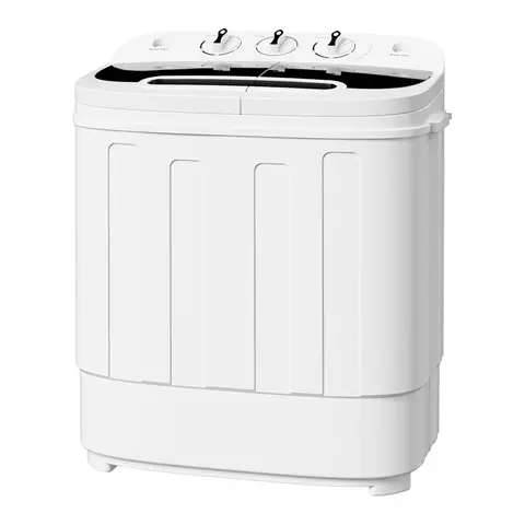 Segawe Twin Tub Portable Wringer Washer with Spin Dryer - Quiet Motor, Lightweight Corded Plastic Unit, Small Footprint, Standard Plug, Customizable Timer Settings, 23"(l)x13.5"(w)x26"(h), Compact Washing Machine for Apartments, Dorm Rooms, 23"(L) X 13.5"
