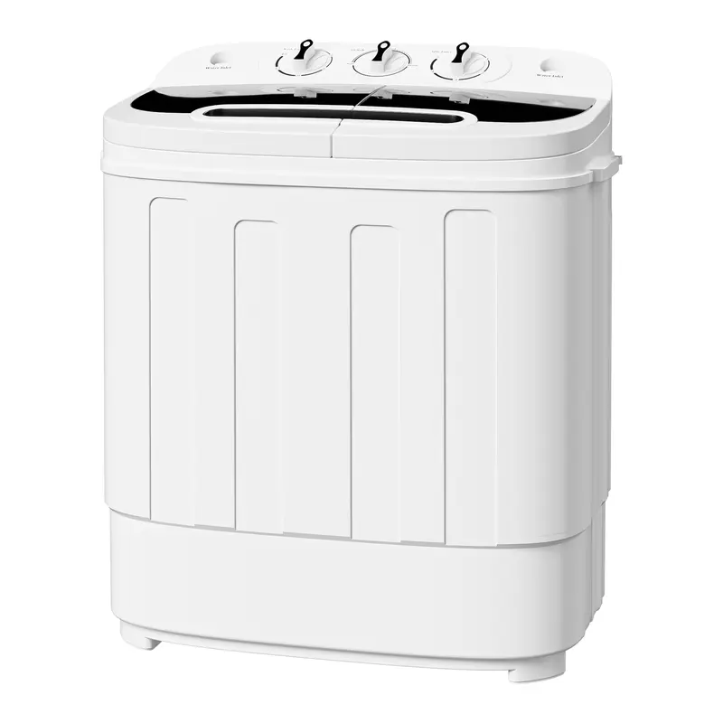 Segawe 2-Part Portable Wringer Washer with Spin Dryer - Quiet Motor, Lightweight Corded Plastic Unit, Small Footprint, Standard Plug, Customizable Timer Settings, 23in(L)x13.5in(W)x26in(H), Easy to Transport, Effective Washing & Spinning for Apartments