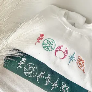 ACOTAR Embroidered Sweatshirt/T-shirt/Hoodie, Unisex Cotton Crewneck Hoodie, ACOTAR Merch, Bookish Book Lover's Gift for Her