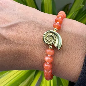 Adjustable Natural Stone Bracelets with Ocean Charms