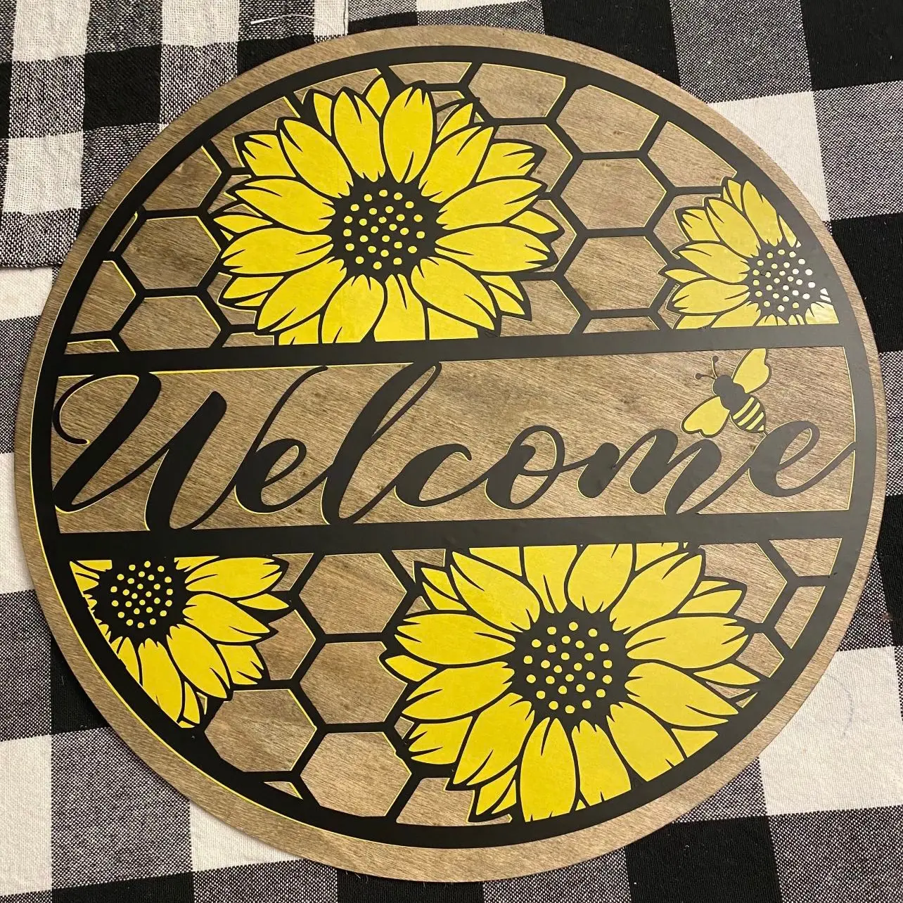 Sunflower Welcome Sign Wooden