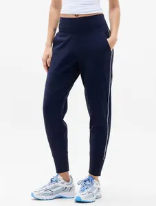 Venice High Rise Track Stripe Jogger, Color Navy/Bright White, Jogger, Regular