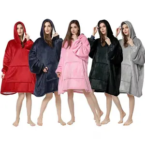 Lazy clothes, solid color large size sweatshirts for couples, thickened cold-proof clothes, warm hooded outerwear, pajamas, home clothes