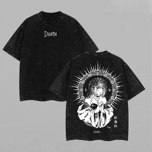 Misa Amane Vintage Washed Tee Death Note Anime Graphic Shirt Retro Oversized Heavyweight Cotton Crew Neck Short Sleeve Unisex Streetwear Top Casual Daily Outfit Perfect Gift for Death Note Anime Manga Fans
