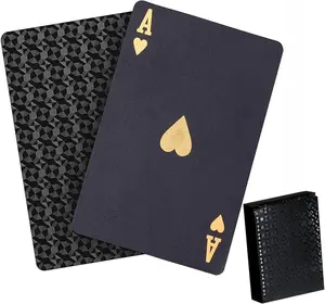 Diamond Black Waterproof Playing Cards - HD Plastic Deck of Poker Cards, Professional Quality, Elegant Design, Perfect for Card Games & Gifts (Black)