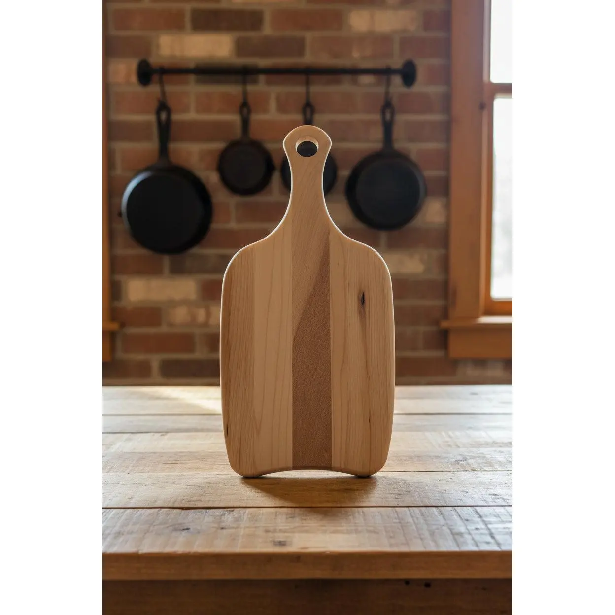 Sturdy Classic Handcrafted Chopping Board - 7"×15"×3/4" Northern Hard Maple, with Handle, Ideal for Knives, Pre-Treated with Food-Grade Oil