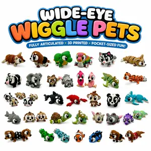 Wide-Eye Wiggle Pets – 3D Printed Fidget Animals, PICK YOUR OWN, Mini Articulated Animal Toys, Desk Animals, Collectible Figures, Animal Figure Set