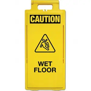 PRO-SAFE Polypropylene A-Frame Wet Floor Alert Sign, 11x24 in, Black-on-Yellow English Design, Home Decor, for Restroom Janitorial Use, Model 03-600-50