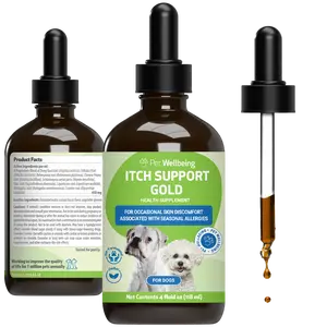 Pet Wellbeing Itch Support Gold for Dogs - Occasional Itching, Scratching, and Hot Spots, Environmental and Seasonal Allergies, Dong Quai - Veterinarian-Formulated Herbal Supplement