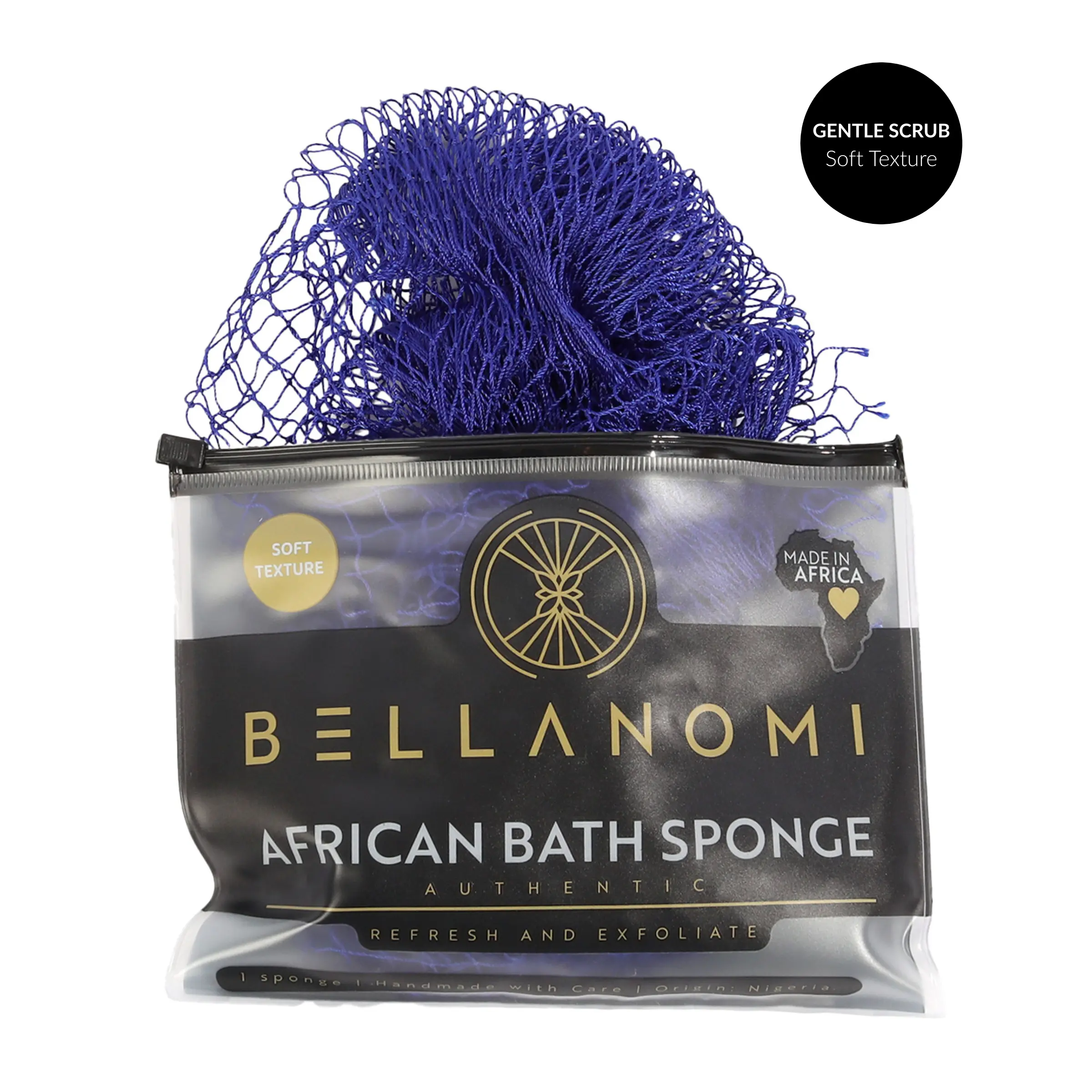 Bellanomi Soft African Exfoliating Net Sponge Soft Texture For Sensitive Skin Ethically Sourced from Nigeria Bath sponge