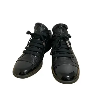 Pre-owned CHANEL Calfskin Small Leather Goods Coco Mark Leather Sneakers