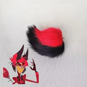 Anime Alastor Tail Soft Plush 16cm Long Cute Women Girl Radio Demon Cosplay Tail Perform  Hazbin Tail Lotia Accessories Props