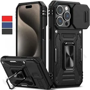 SY Luxury Shockproof Phone Case with Metal Bracket, Anti-fall Phone Protective Cover, Phone Accessory Compatible with iPhone 12 13 14 15 16 Pro Max iPhone 17 Series, Protector