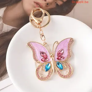 Pink Rhinestone Hollow Butterfly Metal Keychain Accessory - Animal-Inspired, Boutique Style, Charm Detail, Bag Charm Keychain for Car Keys, Handbags Daily Decoration, Animal-Inspired Keychains