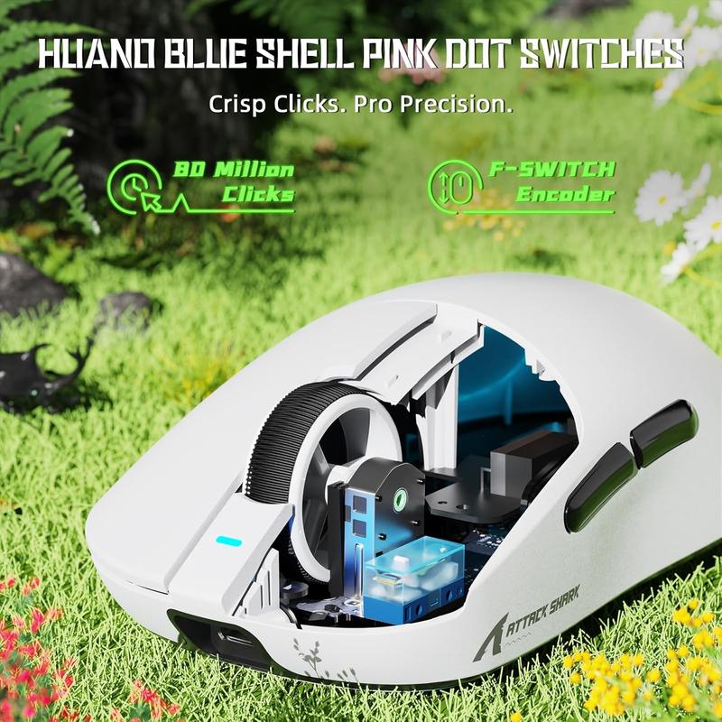 ATTACK X8 SE 55g Superlight Gaming ,BK52820 Tri-Mode BT/2.4G /Wired ,25000DPI,500mAh ,Med to Large Hand Size,5 Programmable Buttons for Pc/(White) ATTACK X8 SE 55g Superlight Gaming ,BK52820 Tri-Mode BT/2.4G /Wired ,25000DPI,500mAh ,Med to Large Hand Size,5 Programmable Buttons for Pc/(White)