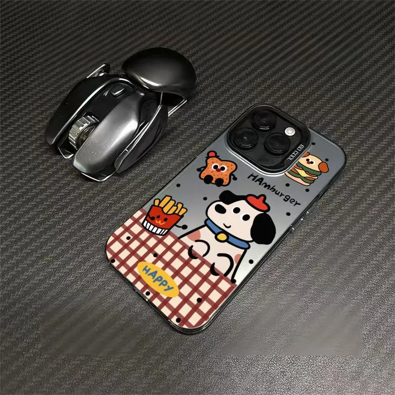 Hamburger Puppy & Fries Phone Case For IPhone 17 Pro Max Ip17 Air 17promax 16 Promax 16 16e 15 14 13 12 11 Case Shockproof Slim I Phone Sleeve Cases Woman Cover Luxury Protective Shell Durable