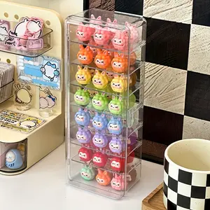 1pc Large Capacity Acrylic Display Case | Transparent Stair-Style Storage Organizer with Multiple Compartments for Dolls and Craft Mystery Boxes - Durable Structure, Transparent Material