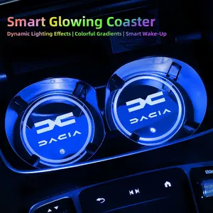2Pcs Car LED Luminous Water Cup Coaster Colorful Coaster Lamps For Dacia Logan Sandero Duster Lodgy Spring Jogger Dokker Stepway Bigster
