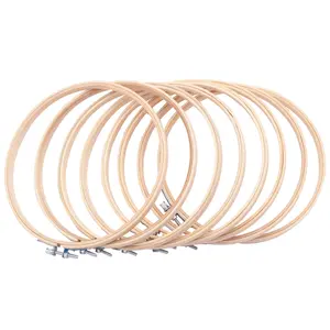 8 Pieces 8 Inch Wooden Round Embroidery Hoops Adjustable Bamboo Circle Cross Stitch Hoop Ring Bulk Wholesale for Art Craft Handy Sewing