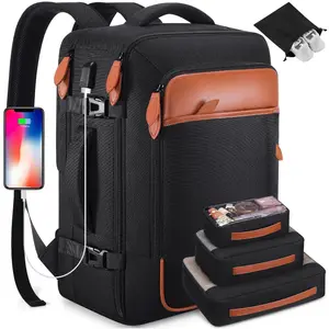 40L/42L Travel Backpack Flight Approved Carry-On Luggage for Men & Women Expandable Water-Resistant Weekender Bag with 4 Packing Cubes Large Capacity Organized Traveling 17-inch Laptop Compartment USB Charging Port