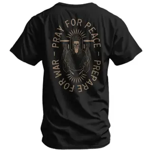 180g[100%cotton]TLXT Pray For Peace. Prepare For War. Men's T-Shirt Eat Sleep Goon Repeat