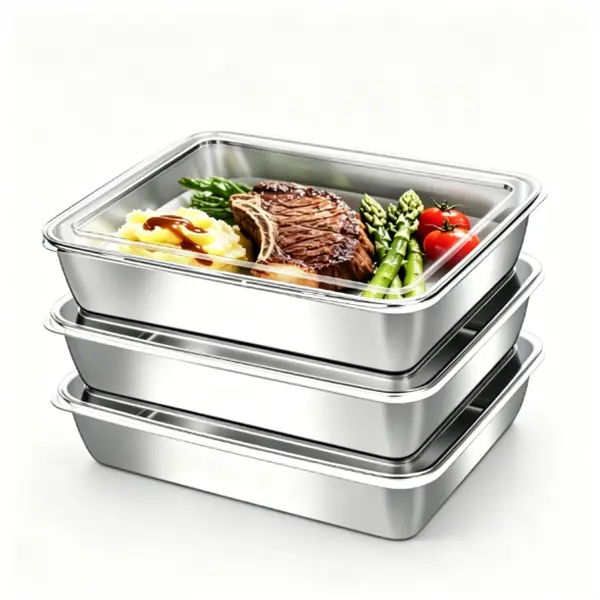 Stainless Steel Meal Prep Containers with Airtight PP Lids, Oven-Safe Stackable Leakproof Containers for Weekly Prep, Induction & Freezer-Safe Home Kitchen Storage Bins