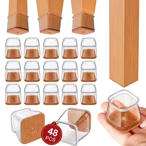 48 PCS Chair Leg Floor Protectors  Non-slip Felt Pad Furniture Chiar Leg Cup for Hardwood Floors, Protect Floors from Scratches