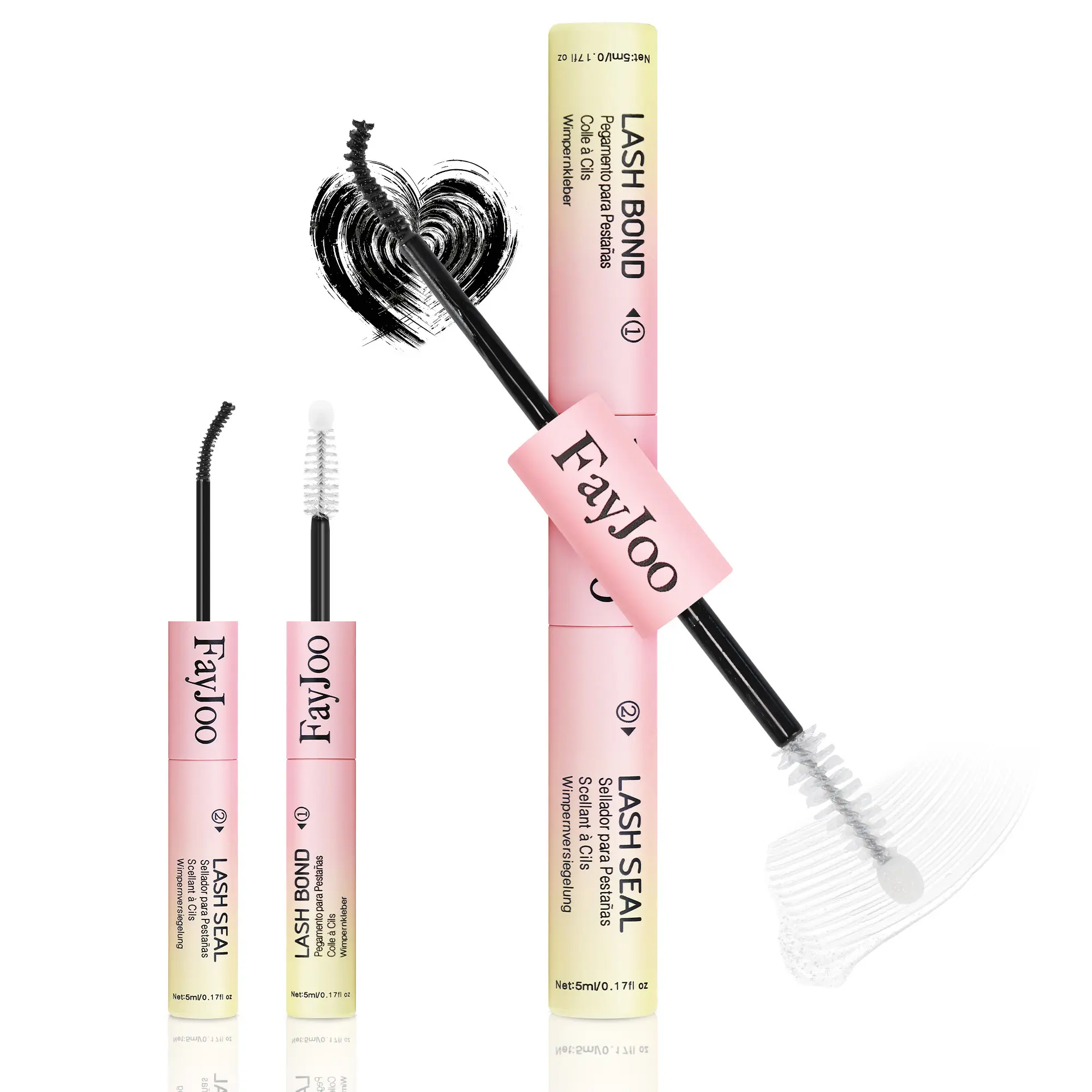FayJoo Lash Bond and Seal,  Lash Extensions Lash Glue Makeup for Eyelash Clusters, DIY Lash Cluster Glue Kit Cosmetic, Long Lasting Eyelash Glue, Strong Hold Eyelash Clusters Waterproof Lash Glue