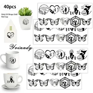 40Pcs/set Mother's Day Iron On Stickers For Cup Be Waterproof UV DTF Printable Vinyl Paper Fun Designs Durable Construction Long-Lasting Adhesion Must-Have For Craft Enthusiasts Cups Mugs Sticker Sold Only Sticker Not Cup