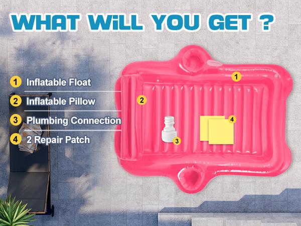 Inflatable Tanning Pool Lounger Float,  72*61’’/80*67’’Large Size Pool Floats Adult with Automatic Spray Cooling, 5 in 1 Suntan Tub Raft Floatie, Sunbathing Bed Lounge for Pool Party Yard Tanning  Outdoorfun