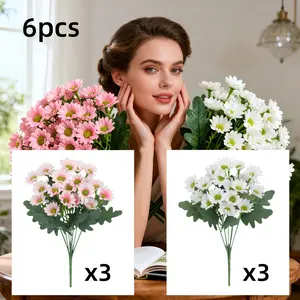 Realistic Small Daisy Heads Bundle, 3 & 3 Daisies, Multicolor Bouquet Set for Home Decor & Weddings