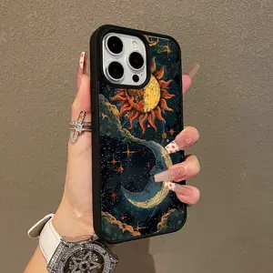 Adorable Magnetic Case for iPhone11/12/13/14/15/16/17/promax Sun Moon Embrace MagSafe Compatible, Lightweight, Anti-Fall | Girly & Chic Style