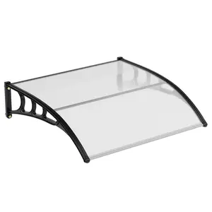 40'' x 40'' Polycarbonate Outdoor Door Awning Canopy, UV, Rain & Snow Protection, Durable Plastic Steel Bracket, Weather-Resistant Entrance Cove