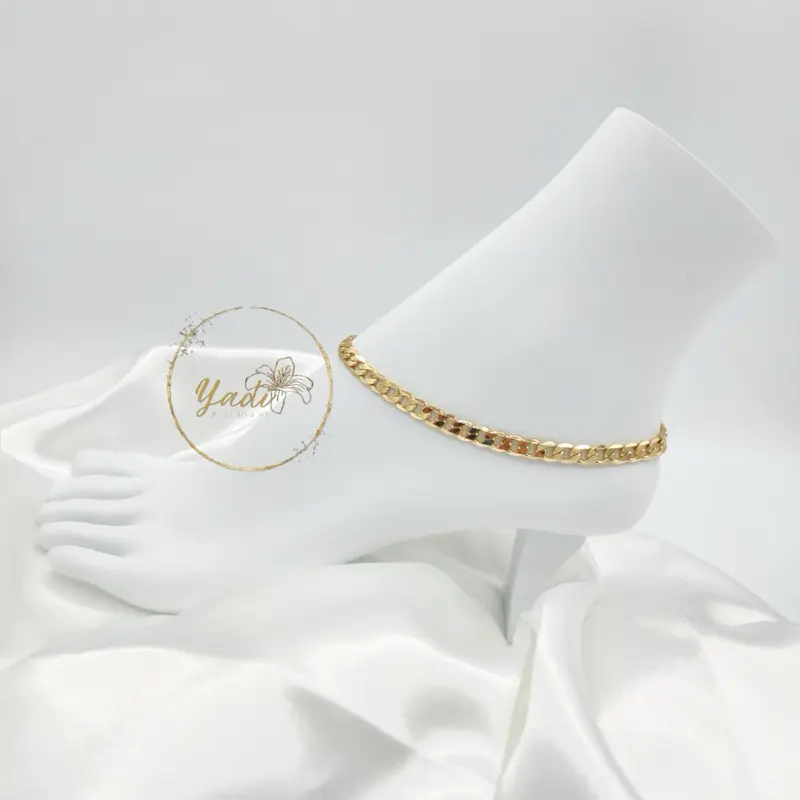 14K plated Cuban link anklet, for everyday wear.