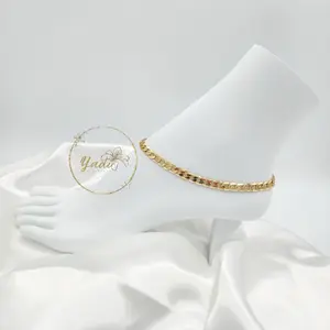 14K plated Cuban link anklet, for everyday wear.