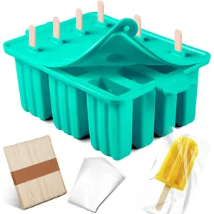 Popsicles Molds Silicone, Bpa-free ice Pop Mold Food Grade Popsicle Maker With 50 Popsicle Sticks 50 Popsicle Bag For Kids Easy Cleanup (Blue, 12 Cavities)