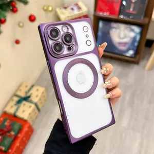 Square Electroplated Matte Magnetic Phone Case Casing, Luxurious Tech Style, Fits iPhone 11/12/13/14/15/16/17 Pro/pro Max/plus, Fashion Protective Cover, Accessories