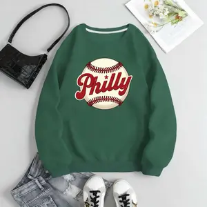 Philly baseball vintage design Women's Autumn/Winter Fashion Round Neck Sweatshirt, Back To School Outfits Sale, Casual Daily Wear Fall Women Clothes Tops, Streetwear Tops