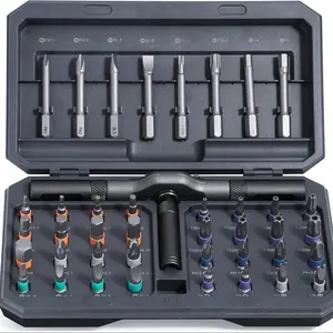 Magnetic Screwdriver Set, Multi Bits Magnetic Drive Set with Detachable Ratchet Handle, Portable Compact Repair Tool Kit for Furniture Computer Bicycle