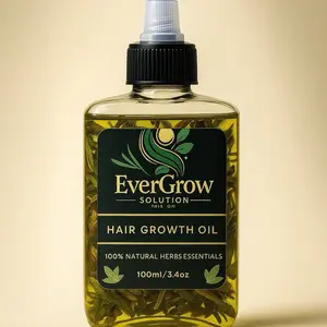 EverGrow Solution Hair Growth Oil - 100% Natural HerbsEssentials - 100ml/3.4oz Bottle for Hair Care