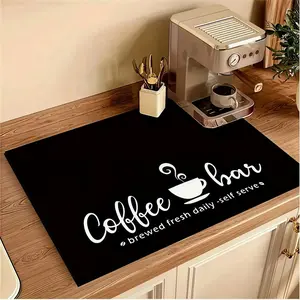 Retro-style coffee bar counter mat - Water control and drainage function, anti-slip and easy to clean - It serves as both a protective mat and an aesthetic feature for the tabletop.